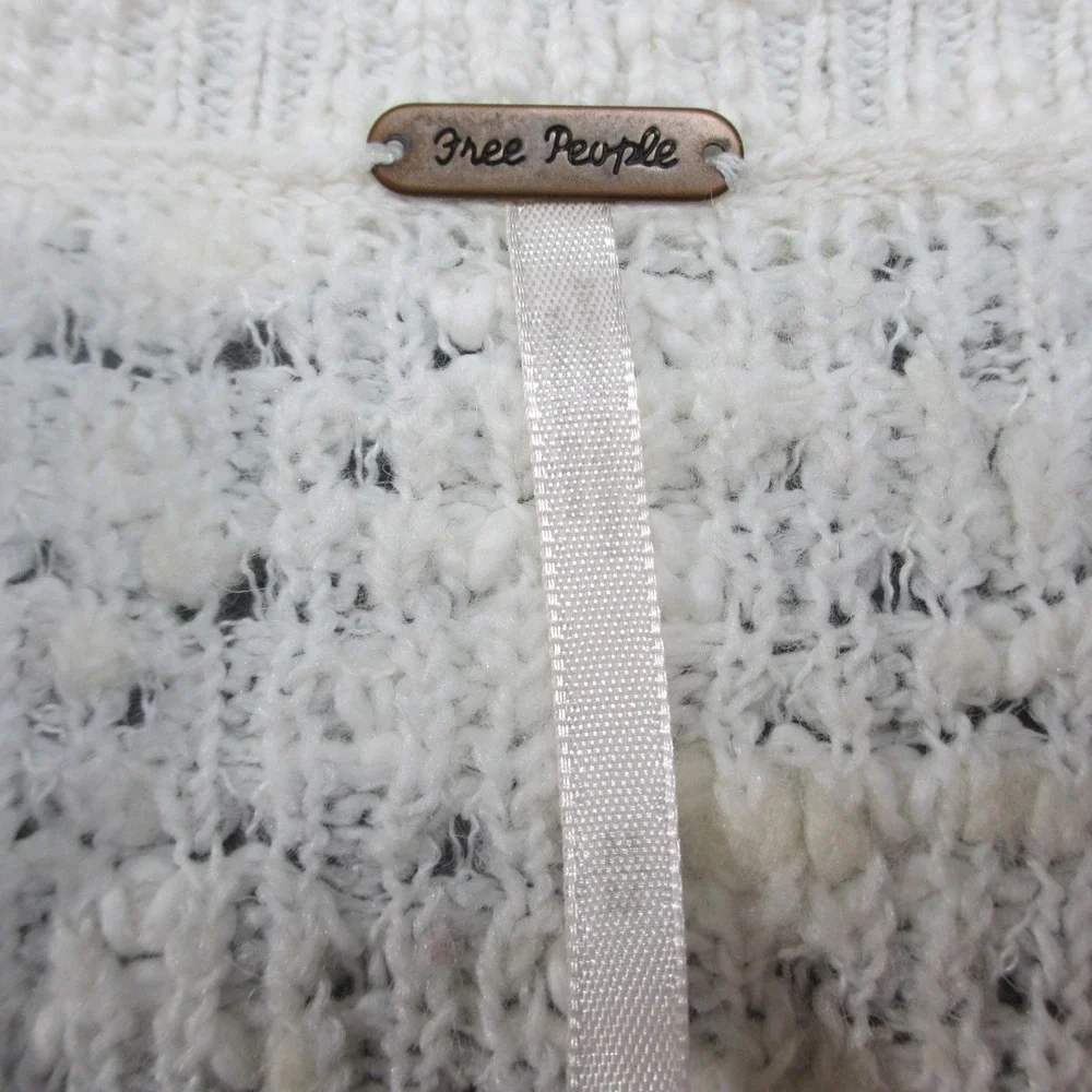 Free People Sweater Womens Medium Beige Textured Wool Popcorn Knit Pullover